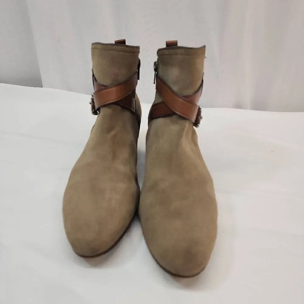 COACH Size 9.5 Pauline Women's Leather Signature Fashion Ankle Bootie Brown B